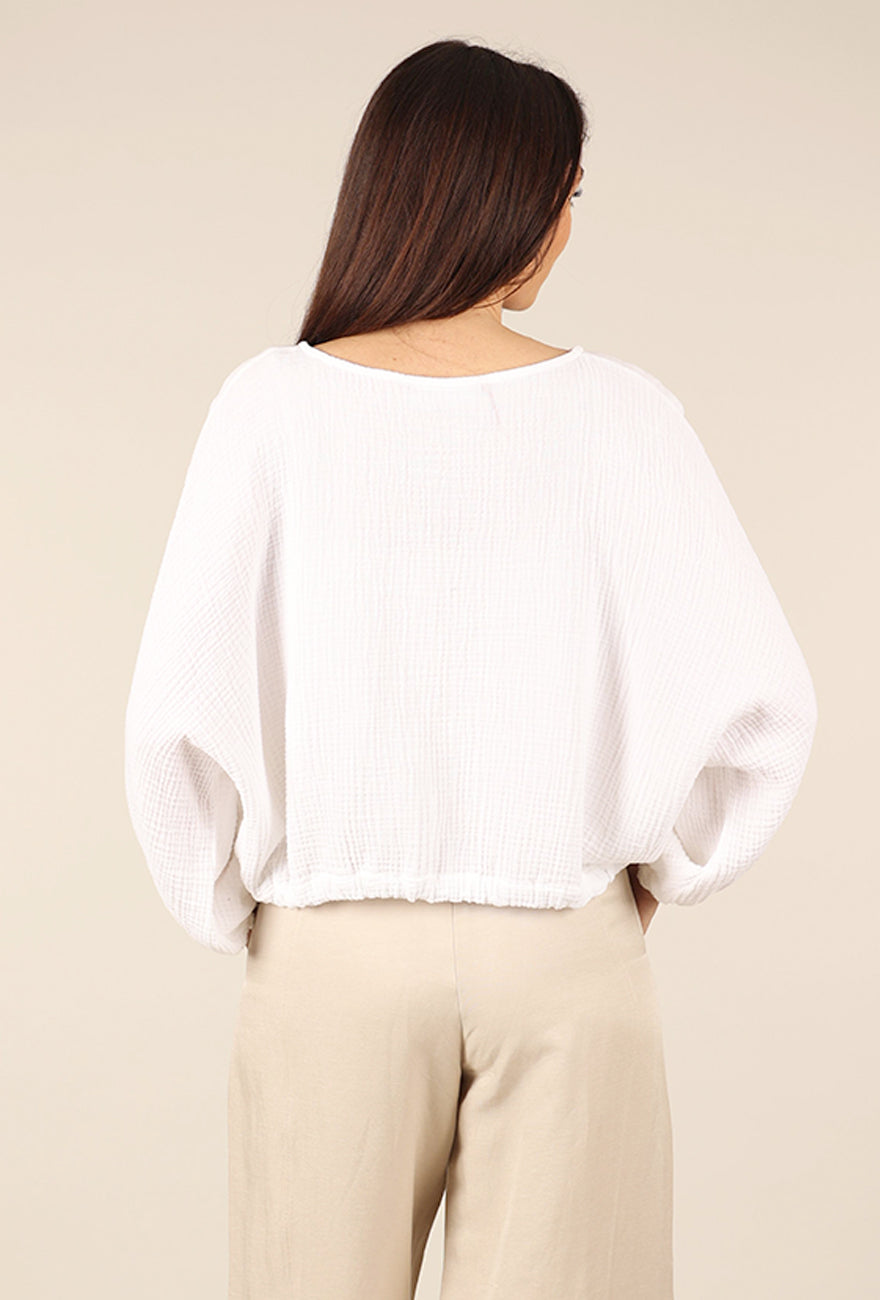 Bryn Walker Cotton Gauze Gianna Shirt, White 