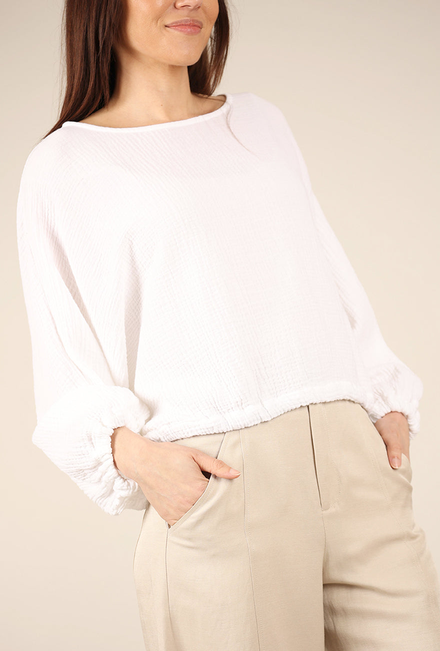Bryn Walker Cotton Gauze Gianna Shirt, White 