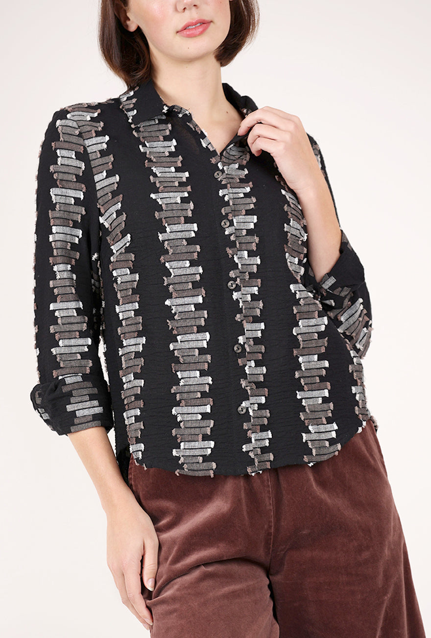 Habitat Embroidered Shaped Hem Shirt, Black 