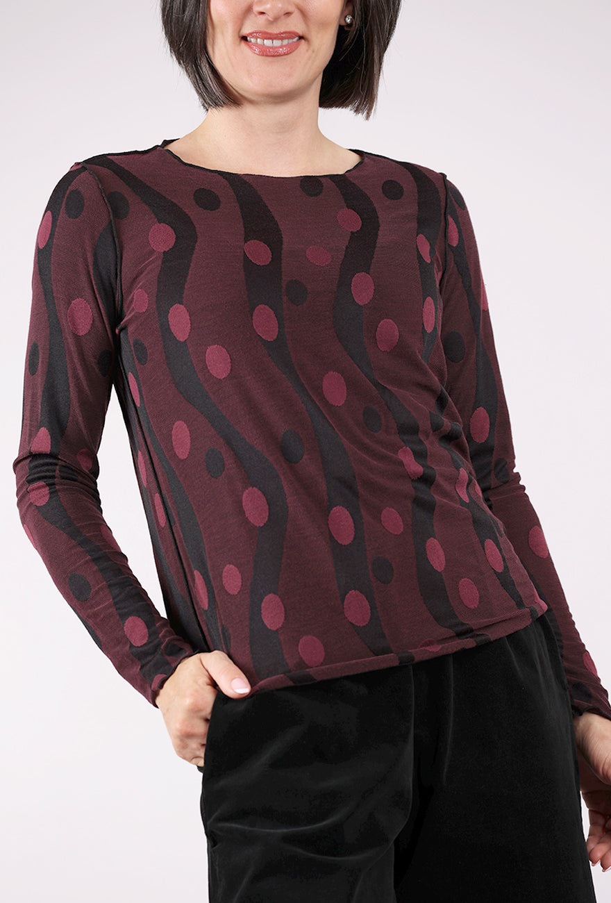 Cut Loose Dot Jacquard Pearl Edge Tee, Cinnabark 