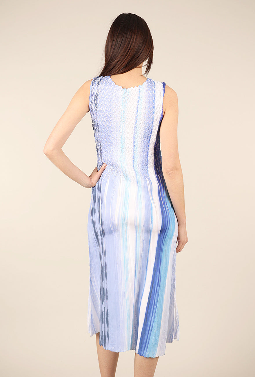 Komarov Long Pocket Dress, Ikat Stripe 