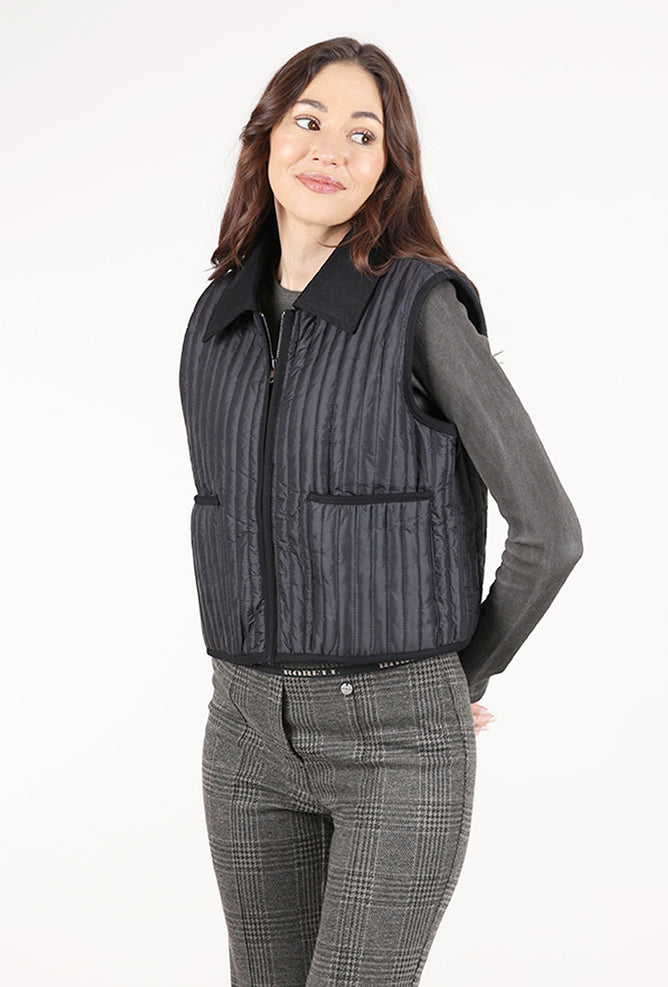 Grade & Gather Quilting Vest, Black 