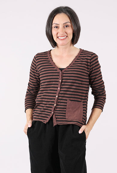 Cut Loose Black Stripe Cropped Cardie, Cola 