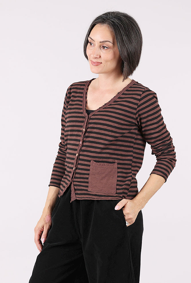 Cut Loose Black Stripe Cropped Cardie, Cola 