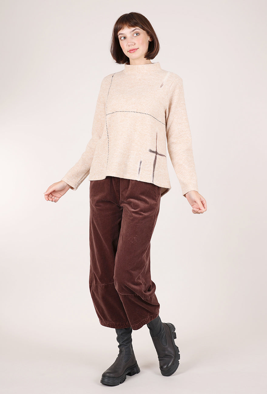 Trisha Tyler Felted Detail Mockneck, Beige 
