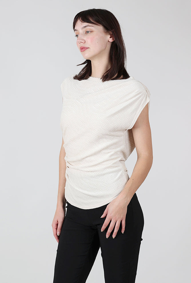 Grade & Gather Crinkle Velvet Pleat Tank, Cream 