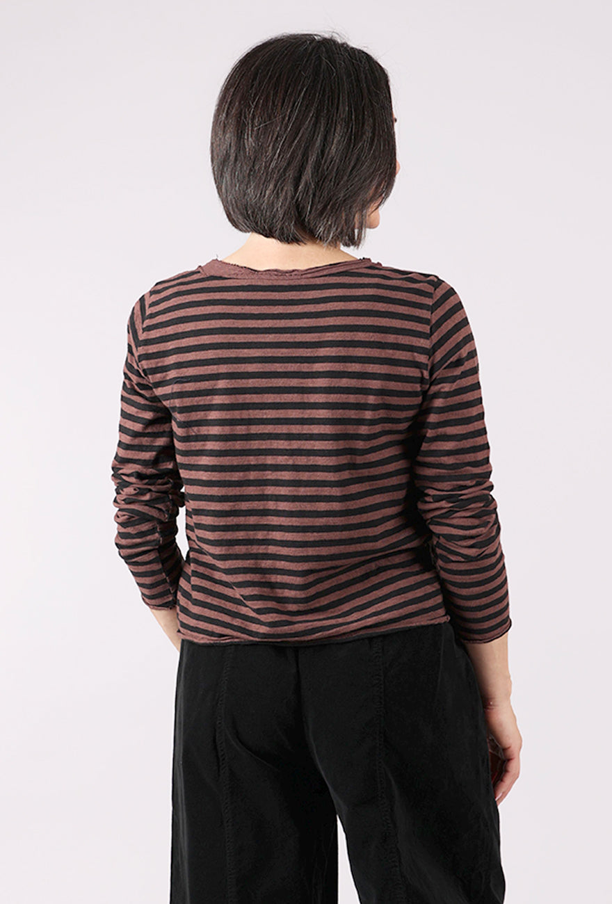 Cut Loose Black Stripe Cropped Cardie, Cola 