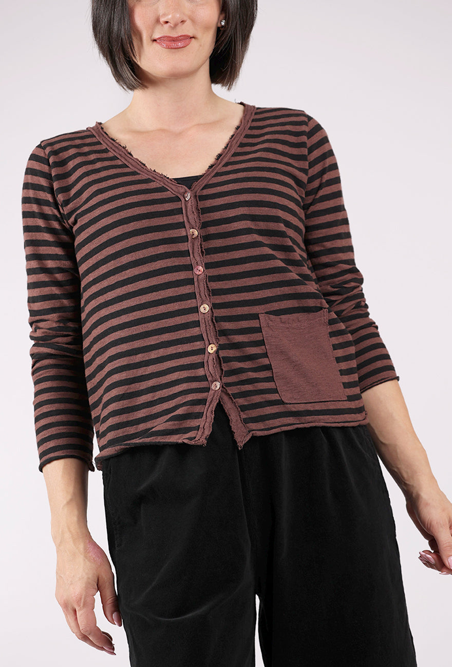 Cut Loose Black Stripe Cropped Cardie, Cola 