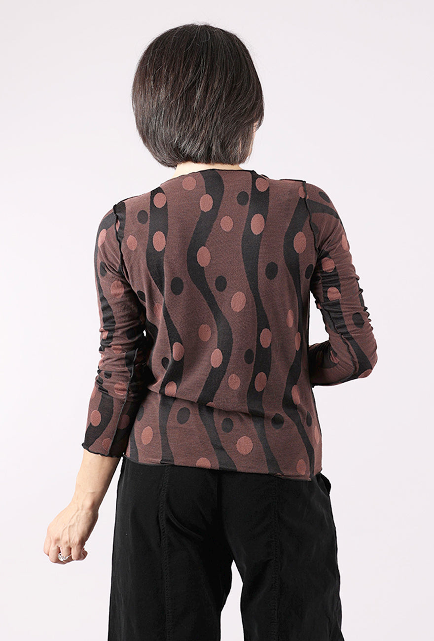 Cut Loose Dot Jacquard Pearl Edge Tee, Cola 