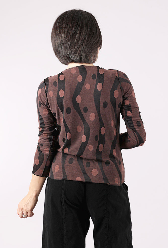 Cut Loose Dot Jacquard Pearl Edge Tee, Cola 