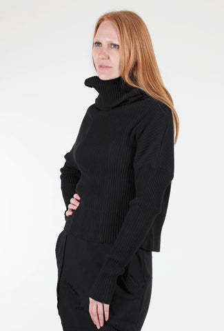 Studio B3 Amary Ribbed Crop Pullover, Black 