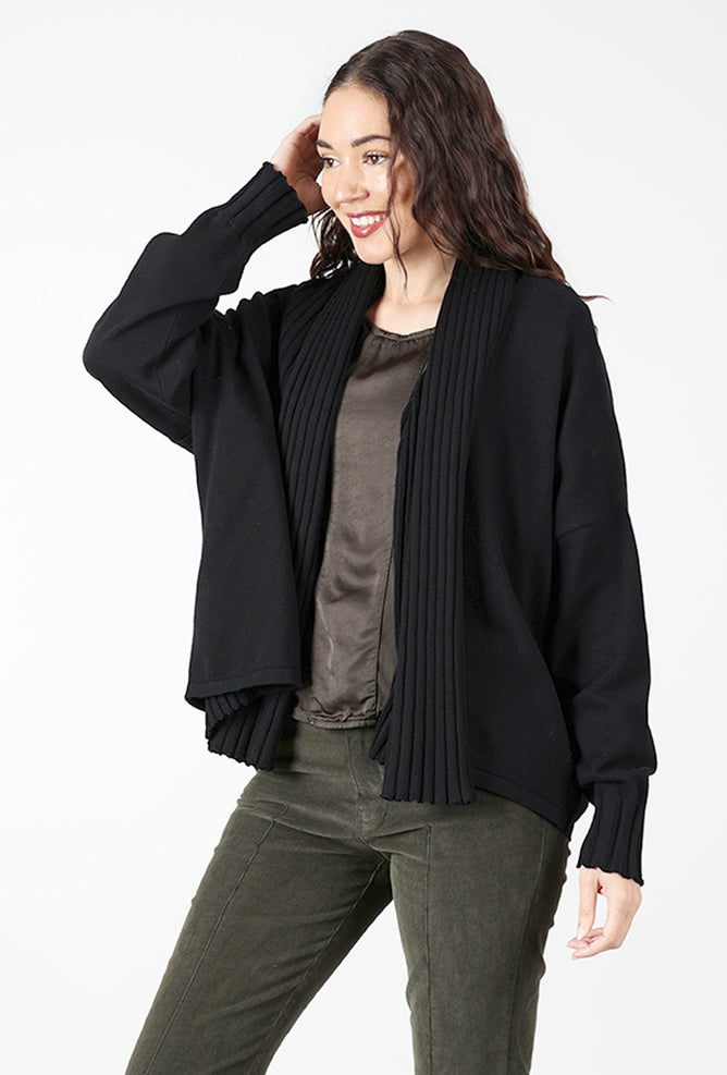 Planet Cotton Upside Down Cardie, Black 