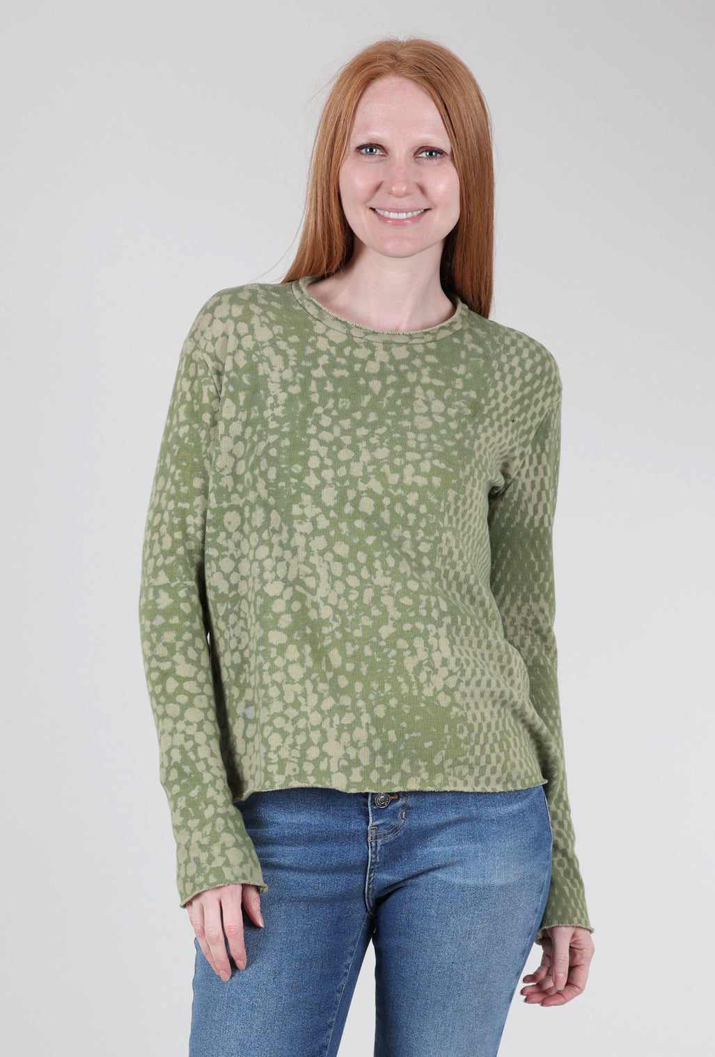 Heyne Bogut Cozy Dot Dye Top, Avocado/Stone 