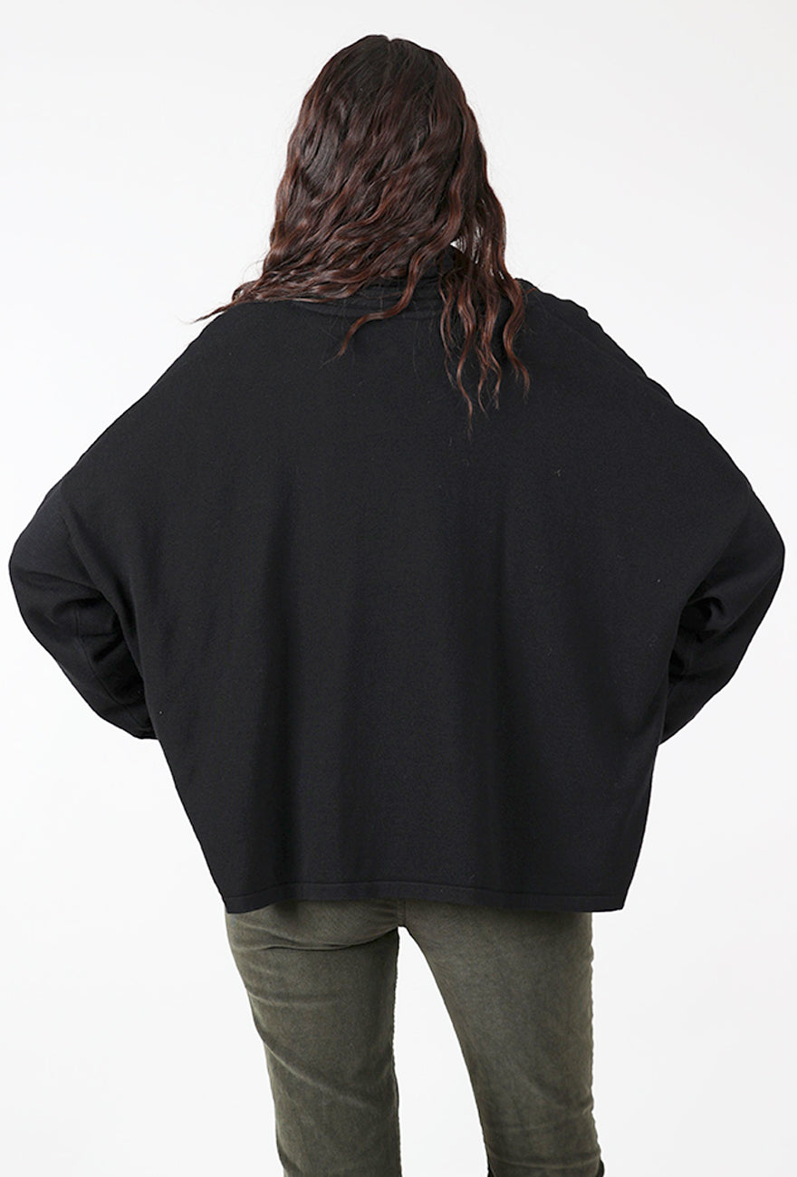 Planet Cotton Upside Down Cardie, Black 