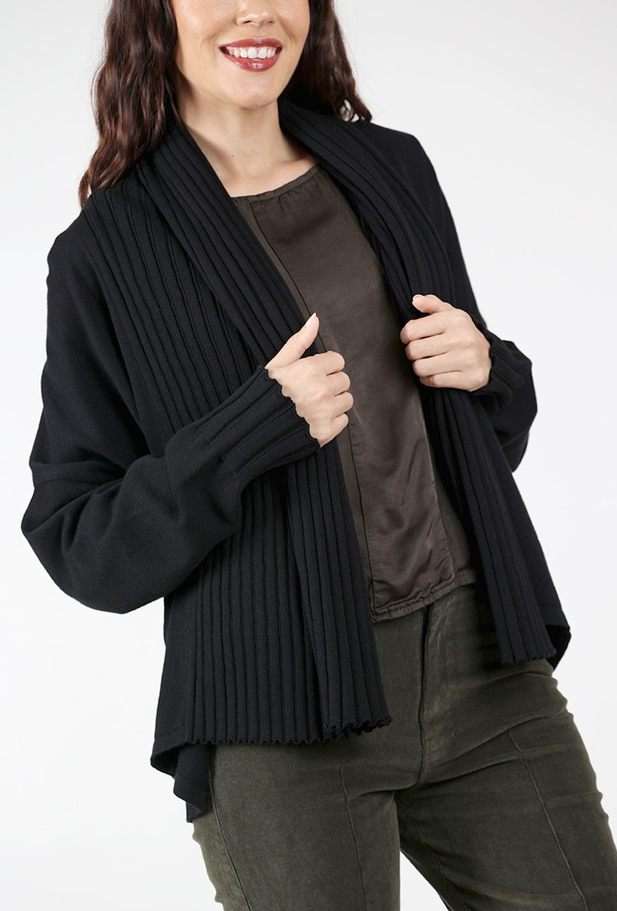 Planet Cotton Upside Down Cardie, Black 