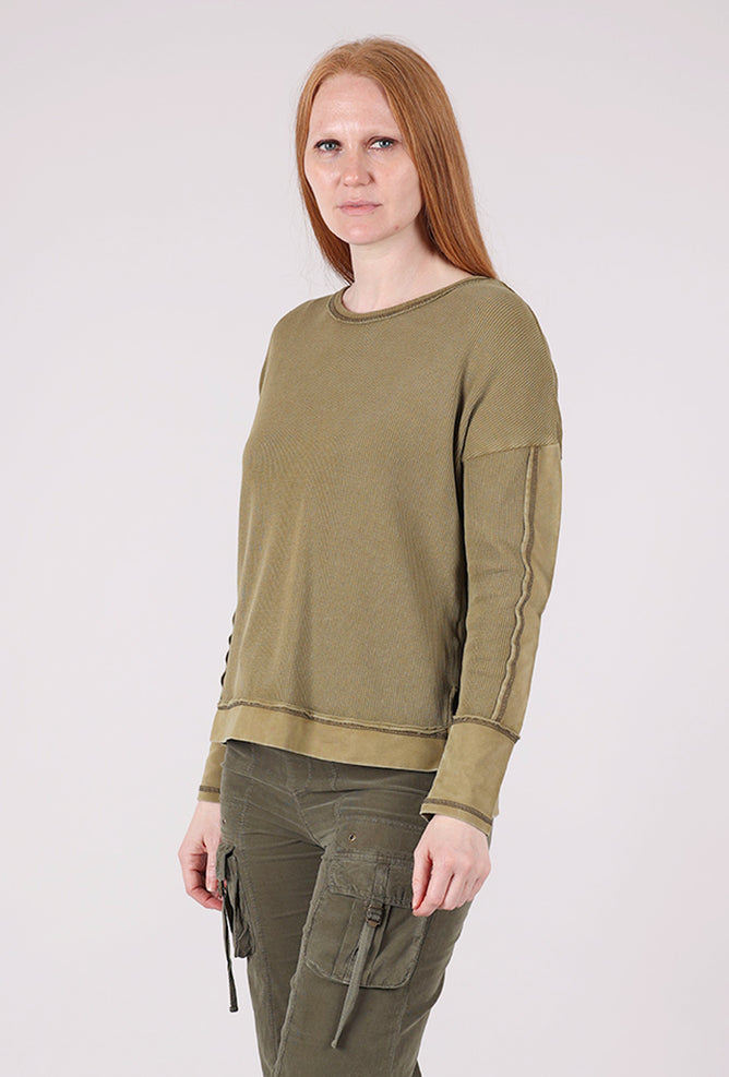 Escape by Habitat Waffle Knit Boxy Crew, Willow 