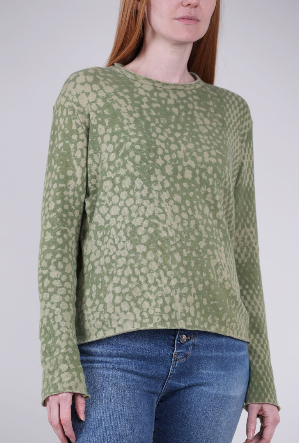 Heyne Bogut Cozy Dot Dye Top, Avocado/Stone 