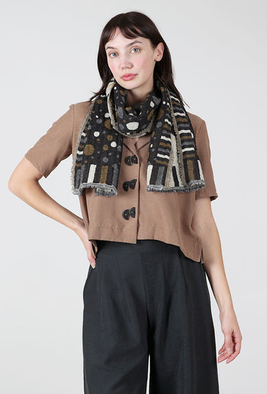 Merino Dot Scarf, Black Dot