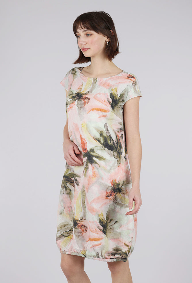 Grizas Print Linen Shift Dress, Pink Multi 