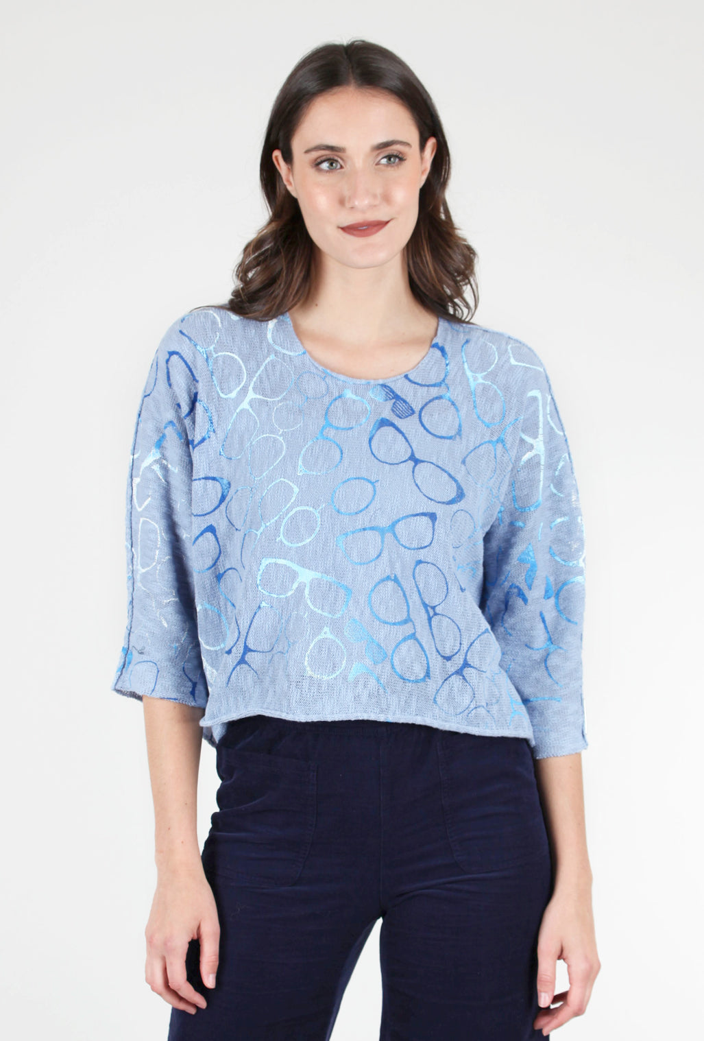 Paper Temples Louie Ombre Glasses Sweater, Blue 