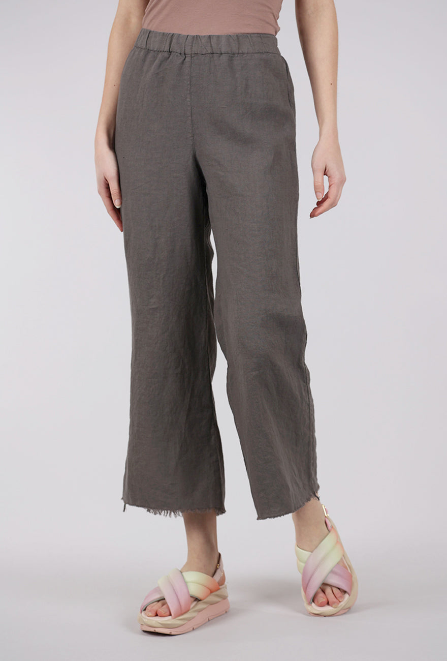 Grizas Tattered Hem Linen Trouser, Mushroom 