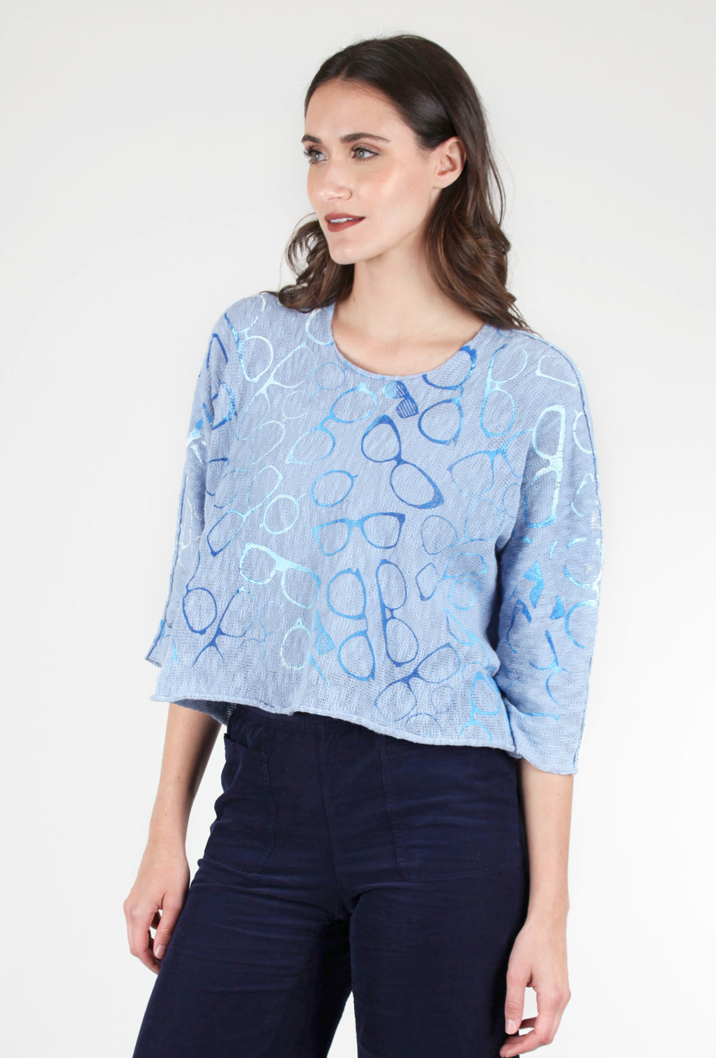 Paper Temples Louie Ombre Glasses Sweater, Blue 