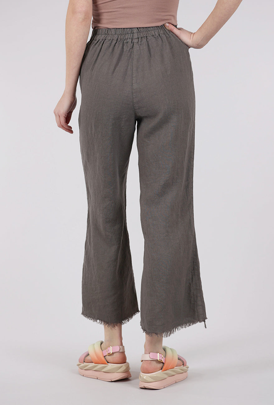 Grizas Tattered Hem Linen Trouser, Mushroom 