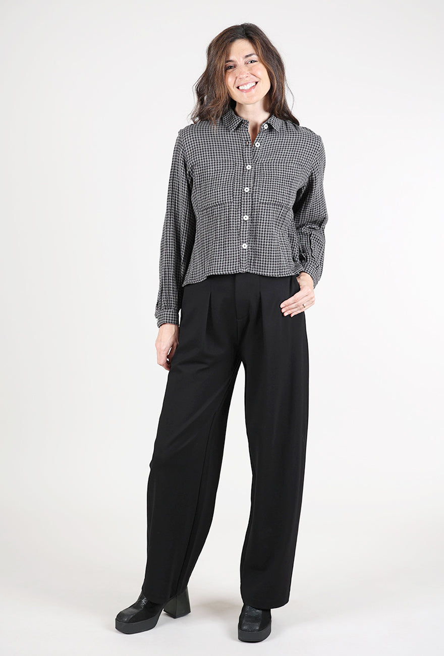 Bibico Ada Cropped Blouse, Gray Check 