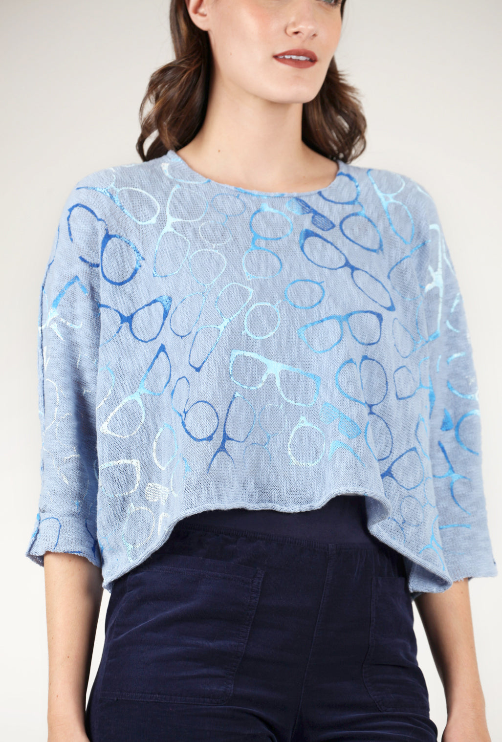 Paper Temples Louie Ombre Glasses Sweater, Blue 