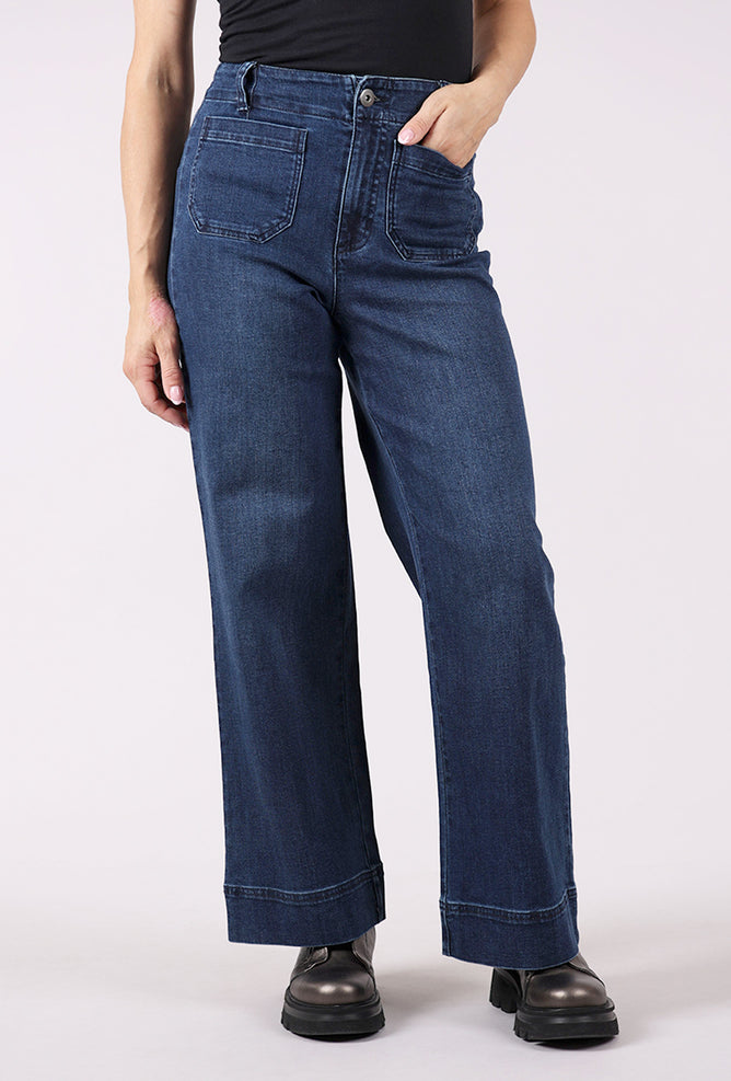 Habitat Stretch Denim Wide Leg Jeans, Dark Denim 