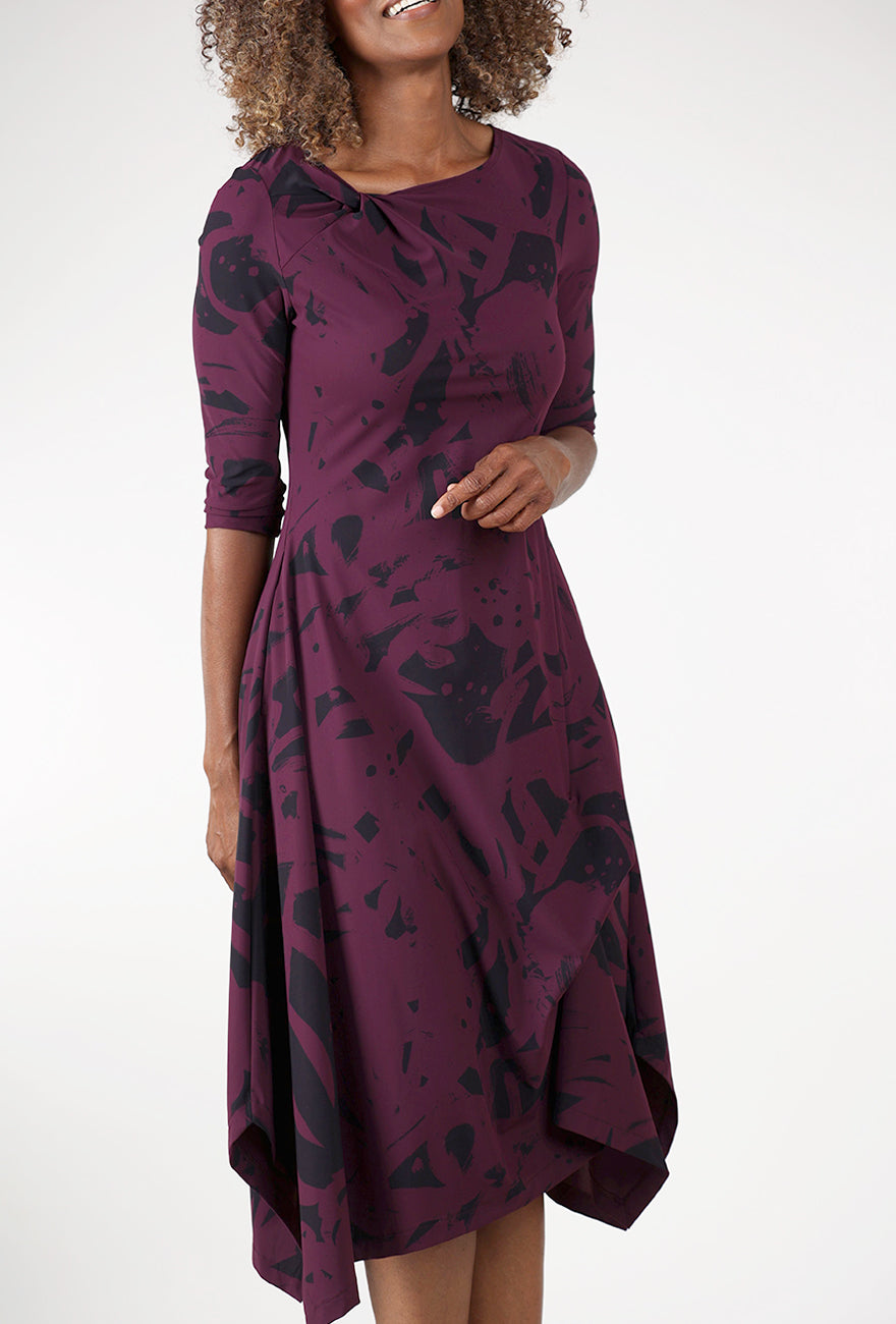 Rosella Dress, Plum Melrose Angle 4