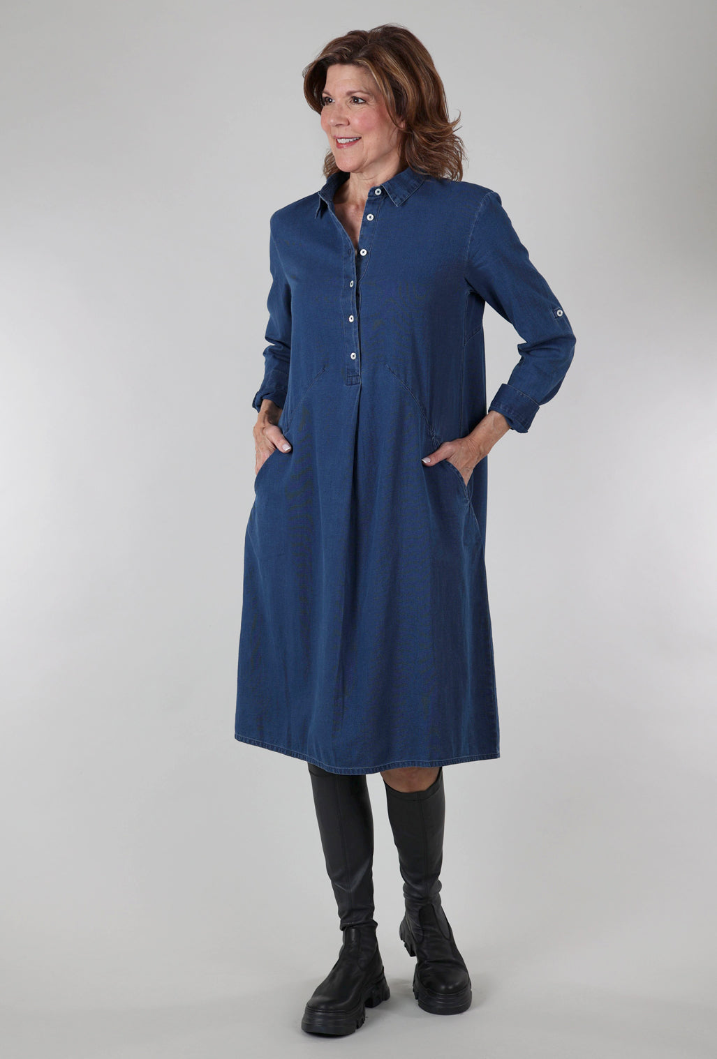 Bibico Alexa Knit Shirtdress, Denim 