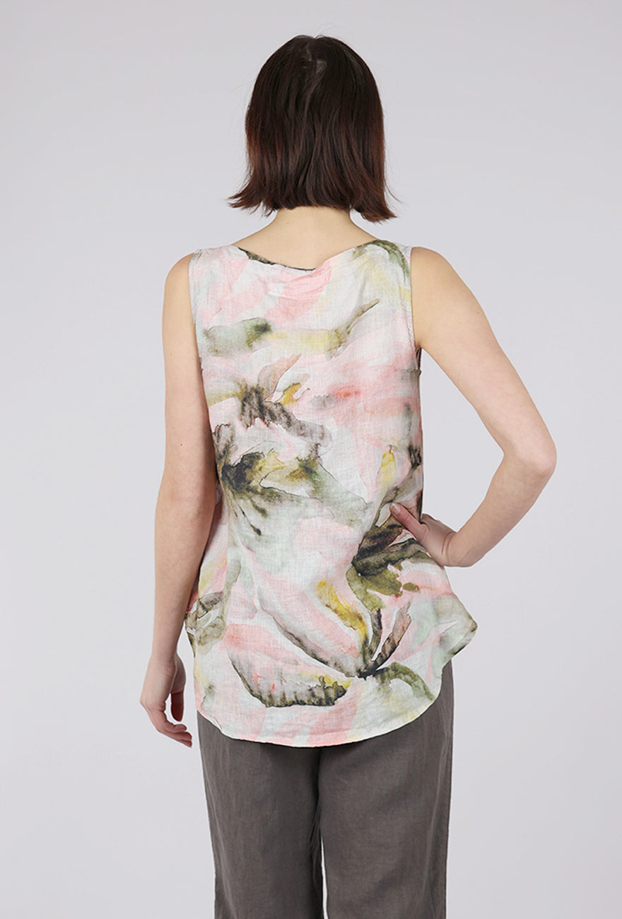 Grizas Print Linen Tank, Pink Multi 