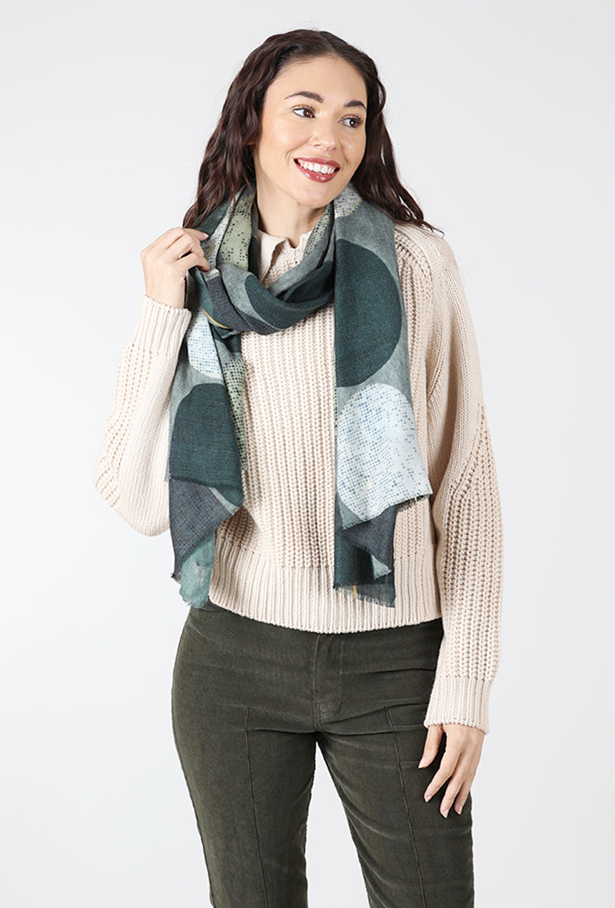 Dolma Eusilk Big Dot Scarf, Sage/Multi 