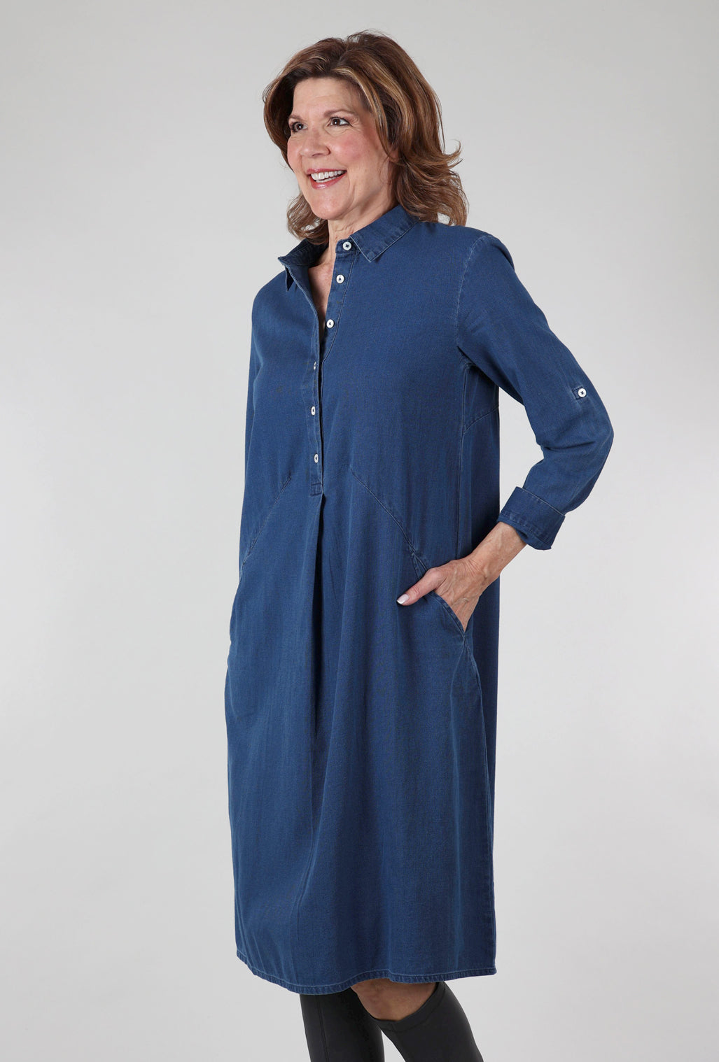 Bibico Alexa Knit Shirtdress, Denim 