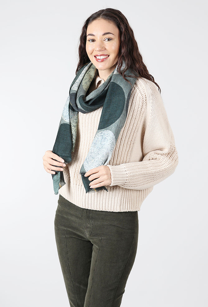 Dolma Eusilk Big Dot Scarf, Sage/Multi 
