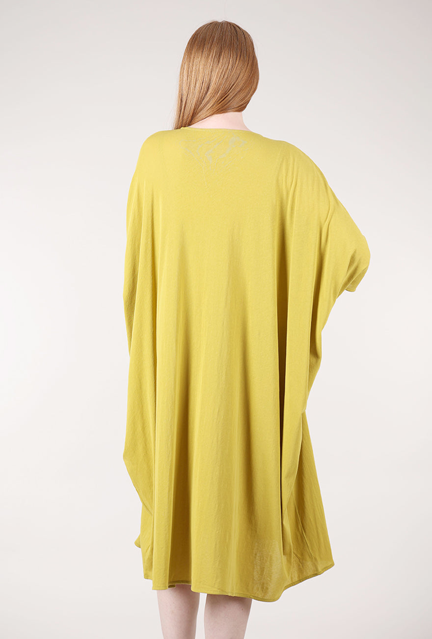Moyuru Dolman Drape Graphic Dress, Mustard 