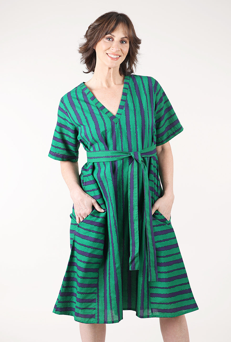 Mata Traders Karissa V-Neck Dress, Emerald 
