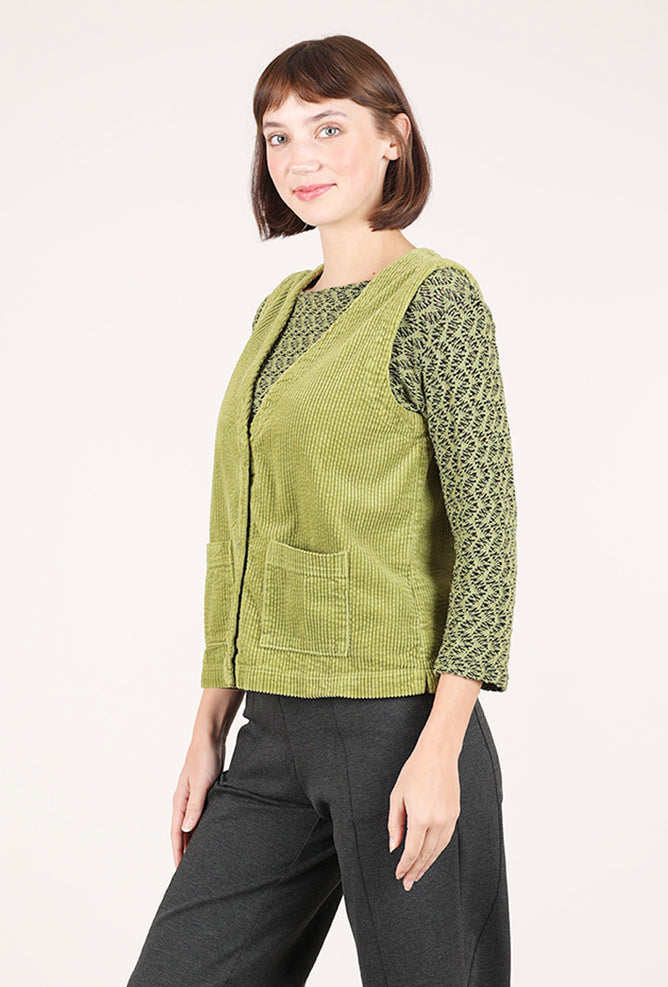 Cut Loose Luxe Cord Vneck Vest, Frog 