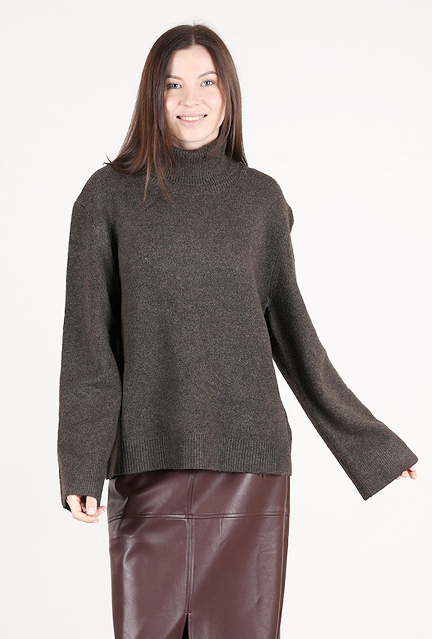 Grade & Gather Slouchy Terri Tneck, Chestnut 