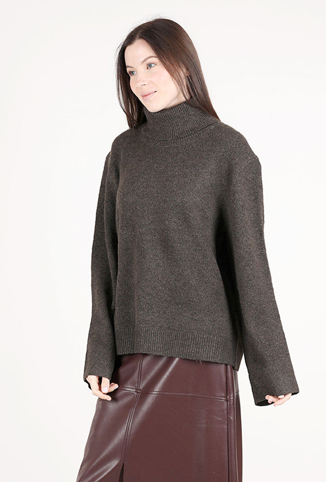 Grade & Gather Slouchy Terri Tneck, Chestnut 