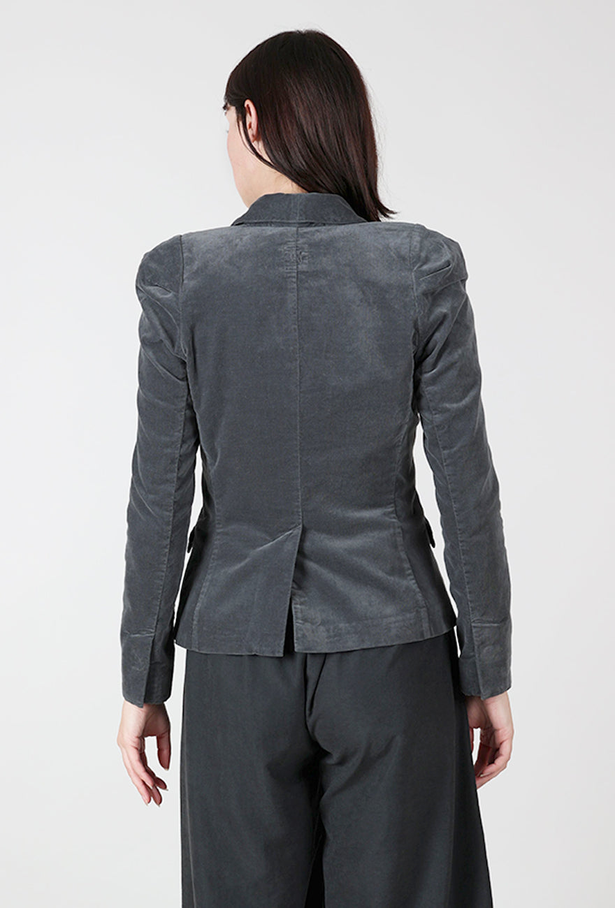 Hannes Roether Velvet Strong Shoulder Jacket, Steel Blue 