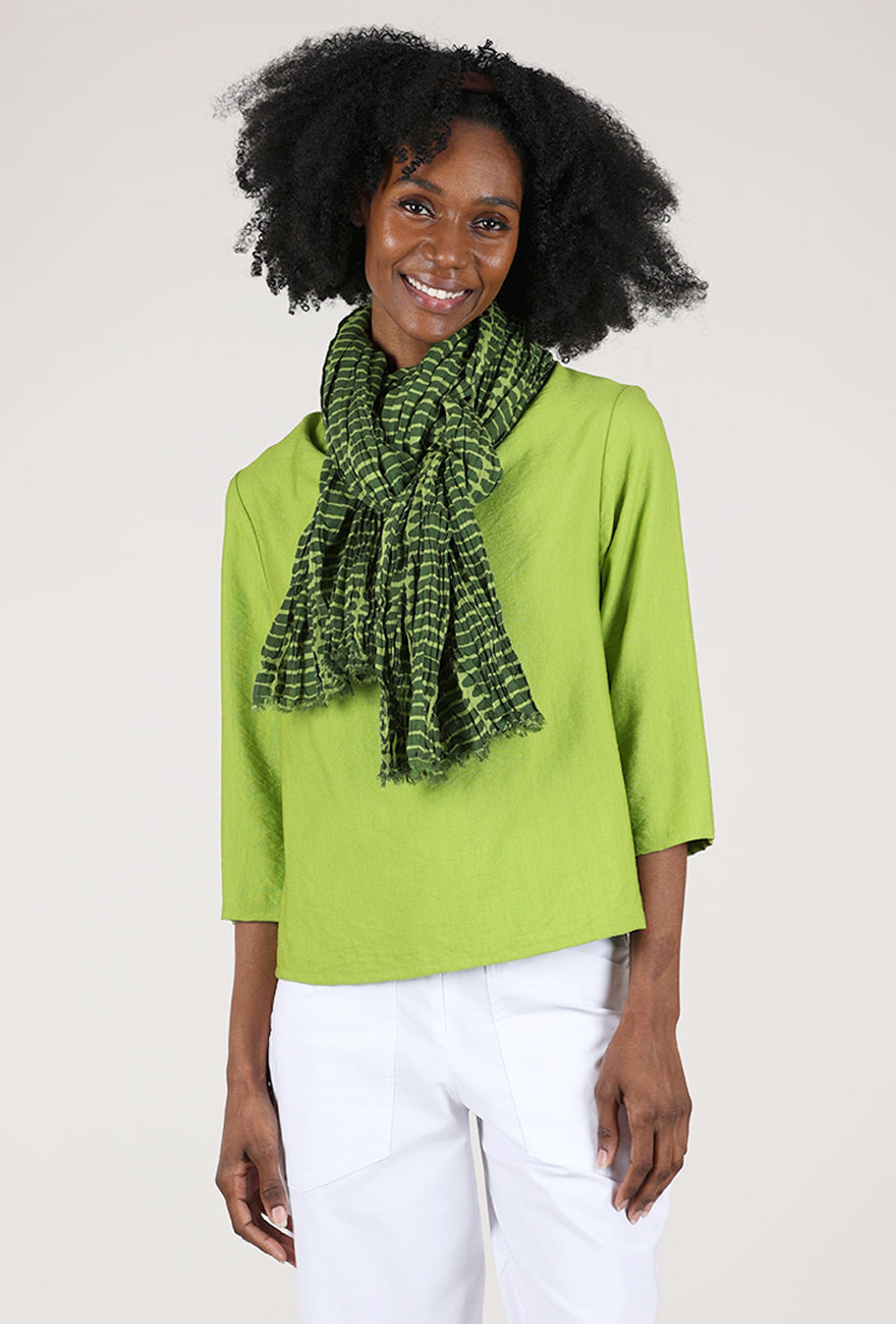 See Design Basket Print Scarf, Green/Pine 