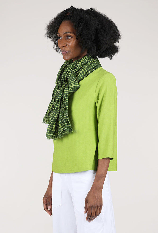 See Design Basket Print Scarf, Green/Pine 