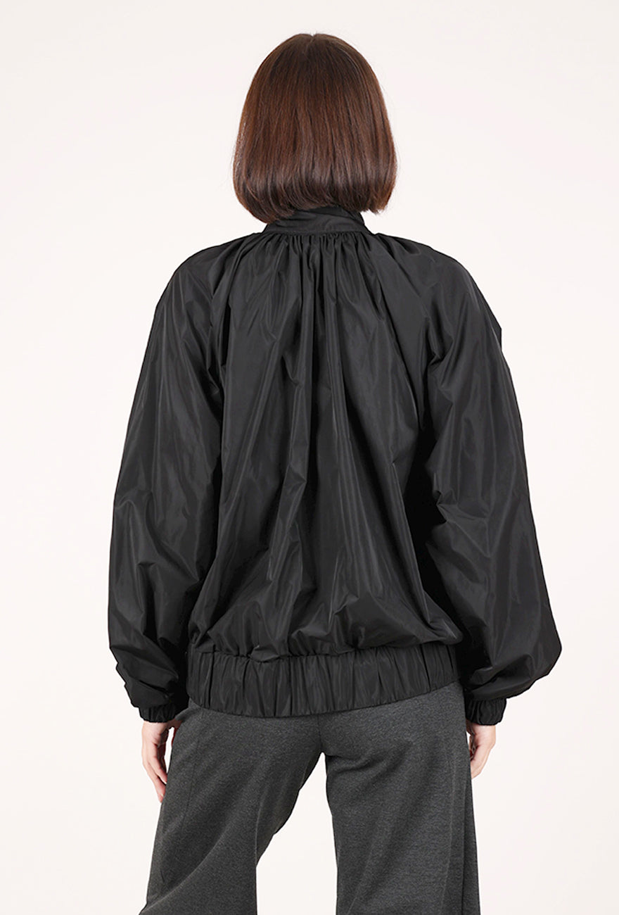 Planet Ruched Bomber Jacket, Black 