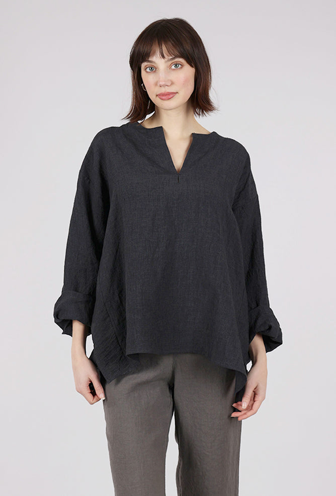 There-Elsewhere Loose Linen Top, Storm 