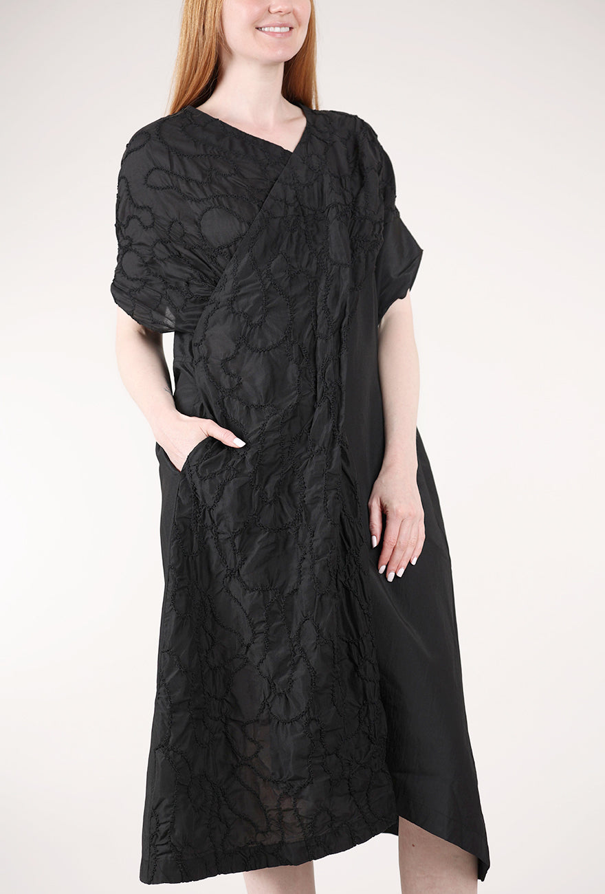 Moyuru Crossover Texture Dress, Black 