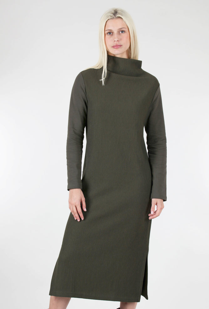 Lotus Eaters Ribbed Kimina Dress, Khaki 