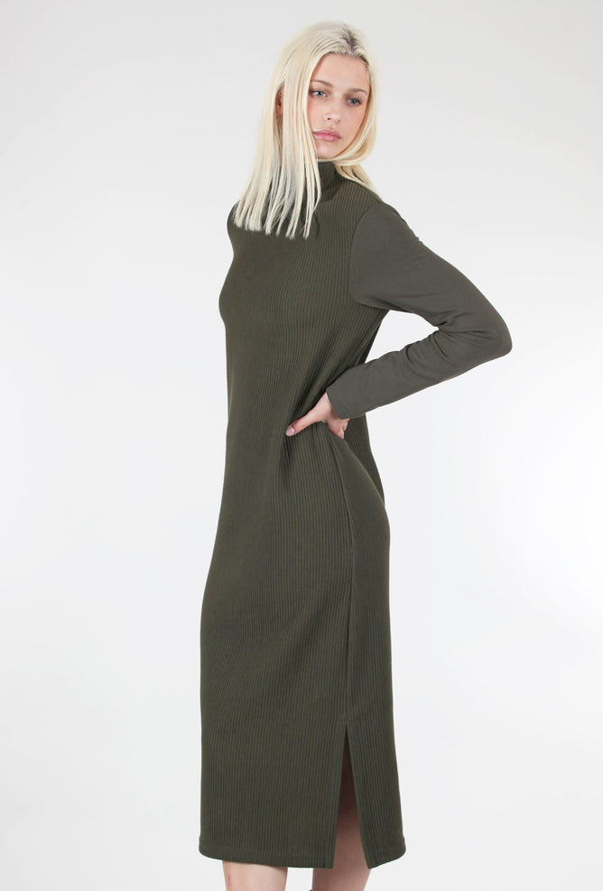 Lotus Eaters Ribbed Kimina Dress, Khaki 