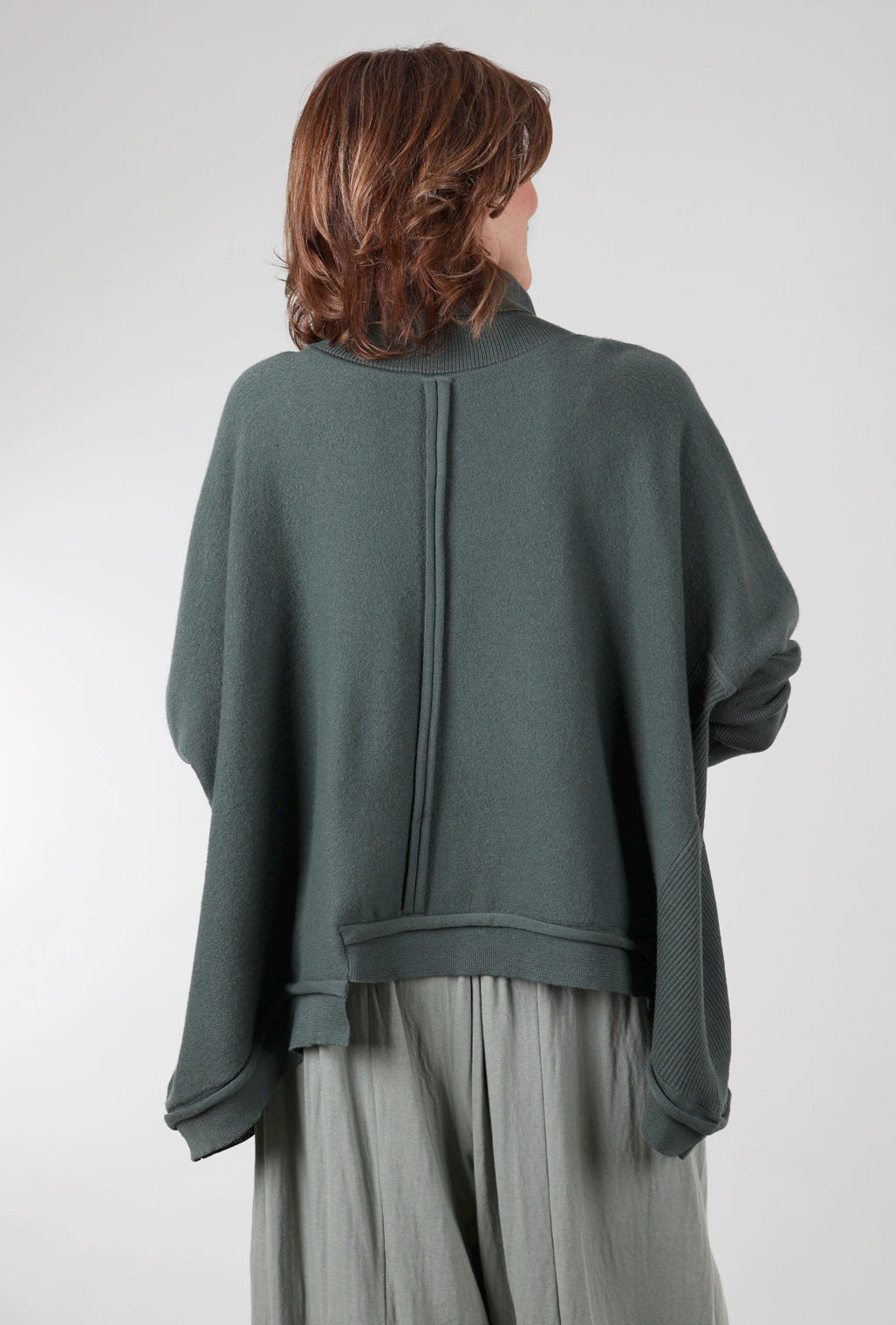 Moyuru Moyuru Seam Details Tneck Sweater, Moss One Size Wool